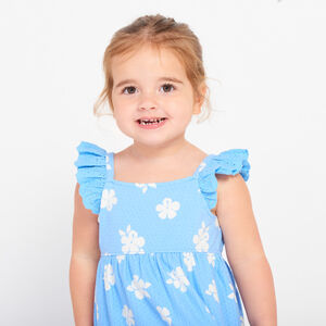Robe en maille cloquée imprimé fleurs pour bébé fille 