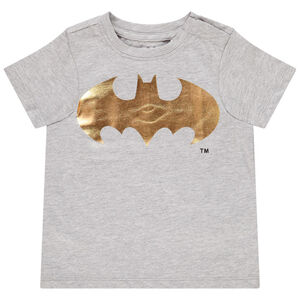 T-shirt met korte mouwen en goudkleurige Batman-print voor babyjongens 