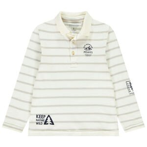 Polo manches longues rayé à prints pour garçon 