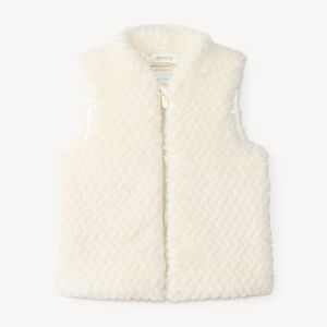 Mouwloze meisjesjacket van faux fur met rits 