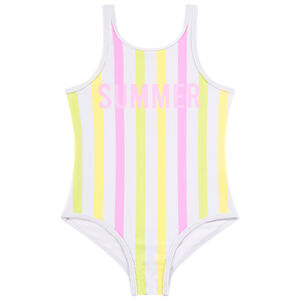Maillot de bain 1 pièce à rayures tricolores pour fille 