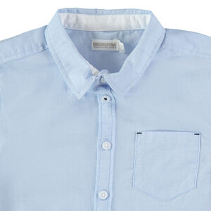 Blauw hemd met korte mouwen en zakje 