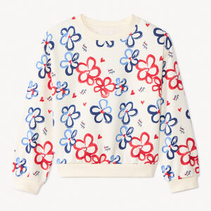 Sweatshirt in fleece met bloemenprint meisjes 
