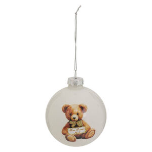 Witte kerstbal Beer Mon Premier Noël 8 cm 