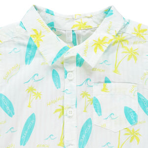 Chemise manches courtes à planches et palmiers printés 