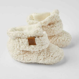 Chaussons en Teddy 0-6m Beige 