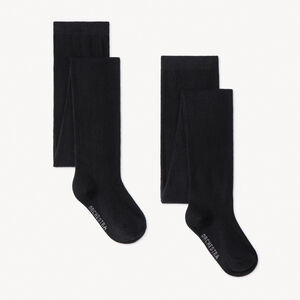 Lot de 2 collants épais unis pour enfant fille 