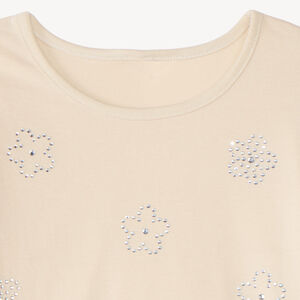 T-shirt met korte mouwen met strass bloemen voor meisjes 