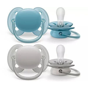 Lot de 2 sucettes silicone Ultra Soft 6-18M (modèles aléatoires) 