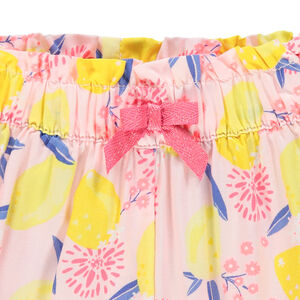 Soepelvallende broek met opgedrukte citroenen voor babymeisjes 