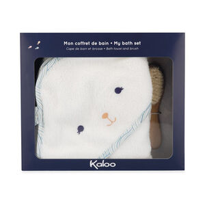 Coffret de bain - cape de bain bambou + brosse Blanc 