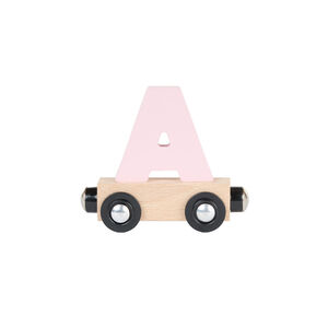 Houten wagen met de letter "A" - roze 