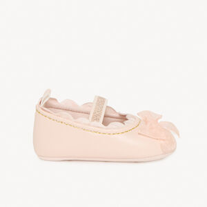 Babies rose clair avec nœuds en tulle pour bébé fille 