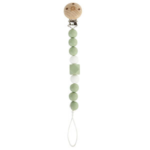 Fopspeenclip in hout en silicone groen 