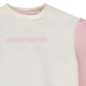 Sweat effet color block avec broderie pour fille 