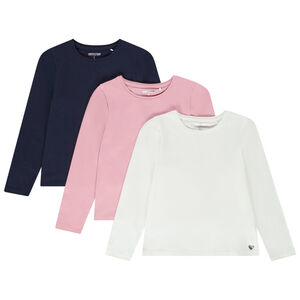Set van 3 t-shirts lange mouwen print hart voor meisjes 