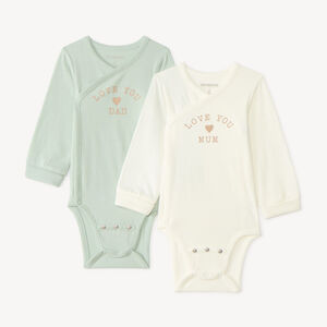 Set van 2 evoluerende baby longsleeve bodies 
