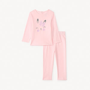Set pyjama lange in bedrukt jersey voor babymeisjes 