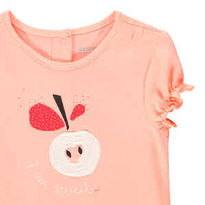 Katoenen T-shirt met korte pofmouwen voor babymeisjes 