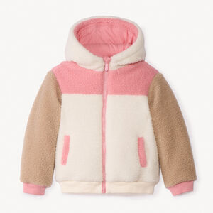 Sherpajas met moutonneffect en tricolore colorblock voor meisjes 