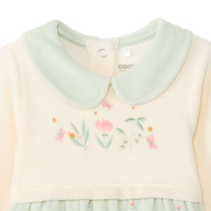 Pyjama van fluweel met 2-in-1 effect en bloemenmotief voor meisjes 