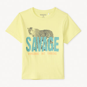 T-shirt met korte mouwen, eenkleurig met fantasieprint voor jongens 