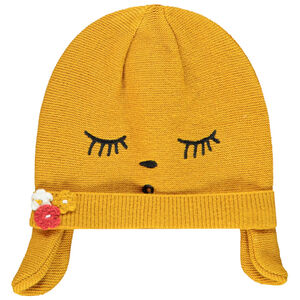 Muts in tricot met geborduurde details voor baby meisjes. 