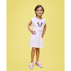 Gestreepte jurk met korte mouwen en print van Disney Minnie voor meisjes 