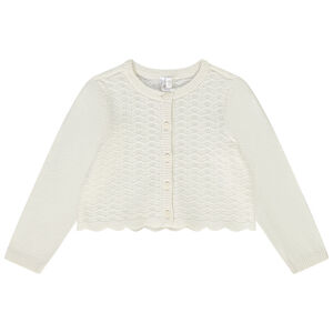 Vest kort in ajour gebreid voor baby meisje 