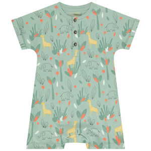 Korte jumpsuit met jungleprint voor babyjongen 