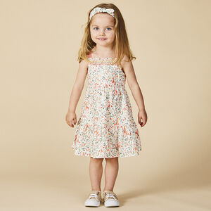 Ensemble robe + bandeau imprimé végétal pour bébé fille 