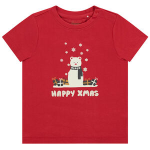 T-shirt manches courtes print Joyeux Noël pour bébé garçon 