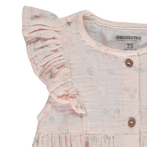 Ensemble 3 pièces en double gaze imprimé floral pour bébé fille 