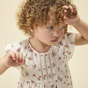 Robe manches courtes imprimé pêches pour bébé fille 