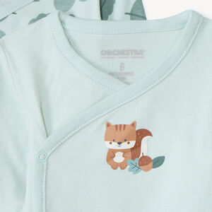 Set van 7 lange mouwen bodies met fantasie bosmotieven voor babyjongens met verschillende sluitingen volgens leeftijd 