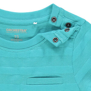 T-shirt manches courtes en maille fantaisie à poche 