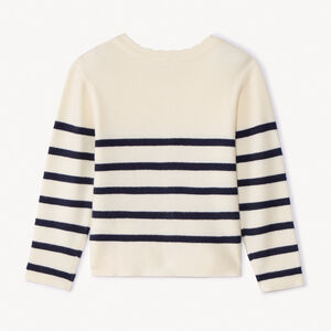 Gestreept geribd gebreid vest voor meisjes met lange mouwen 