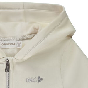 Gilet à capuche uni molletonné et brodé pour fille 