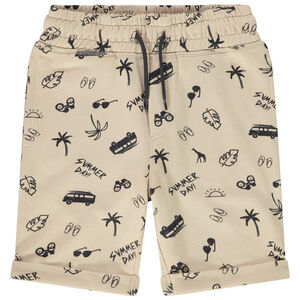 Bermuda in fleece met print voor jongens 