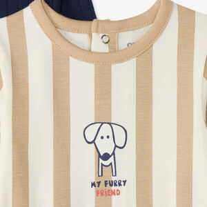 Set van 3 lange mouwen rompers voor jongens met een teckelmotief 