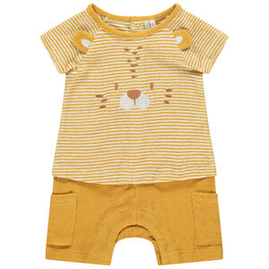 Combinaison courtes effet 2 en 1 à rayures et poches 