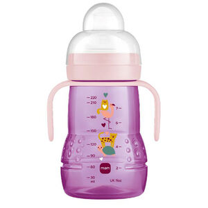 Zuigfles trainer met handvatten 220ml  Pink 