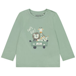 Lange mouwen T-shirt met dierenpatroon in cording voor baby jongen 