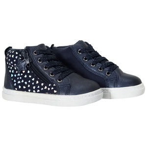 Bottillons marine avec lacets et zip pour bébé fille 