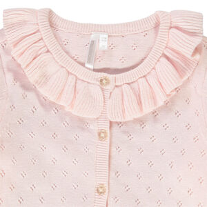 Gilet en tricot pointelle avec collerette pour bébé fille 