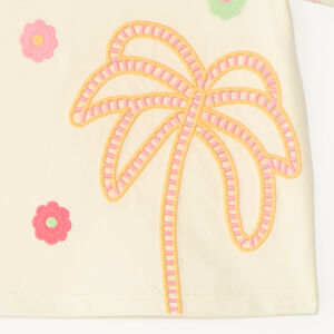 T-shirt met korte mouwen met geborduurde palm en bloemen voor meisjes 