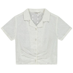 Chemisier manches courtes en broderie anglaise pour fille 