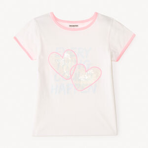 T-shirt manches courtes motifs à sequins fantaisie pour fille 