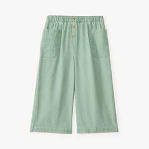 Pantalon large bébé fille à broderie fleurie 