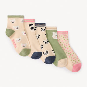 Lot de 5 paires de chaussettes normales animaux pour fille 